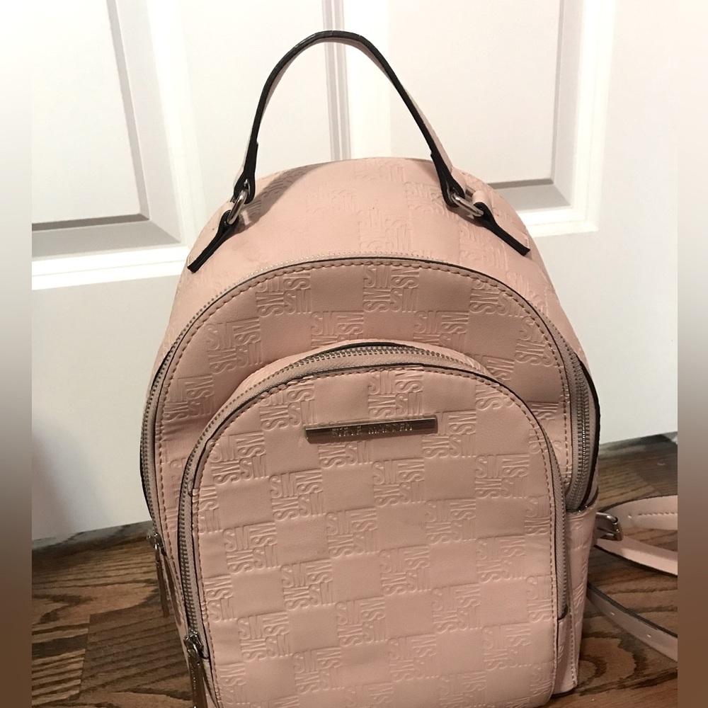 Steve Madden light pink logo small backpack